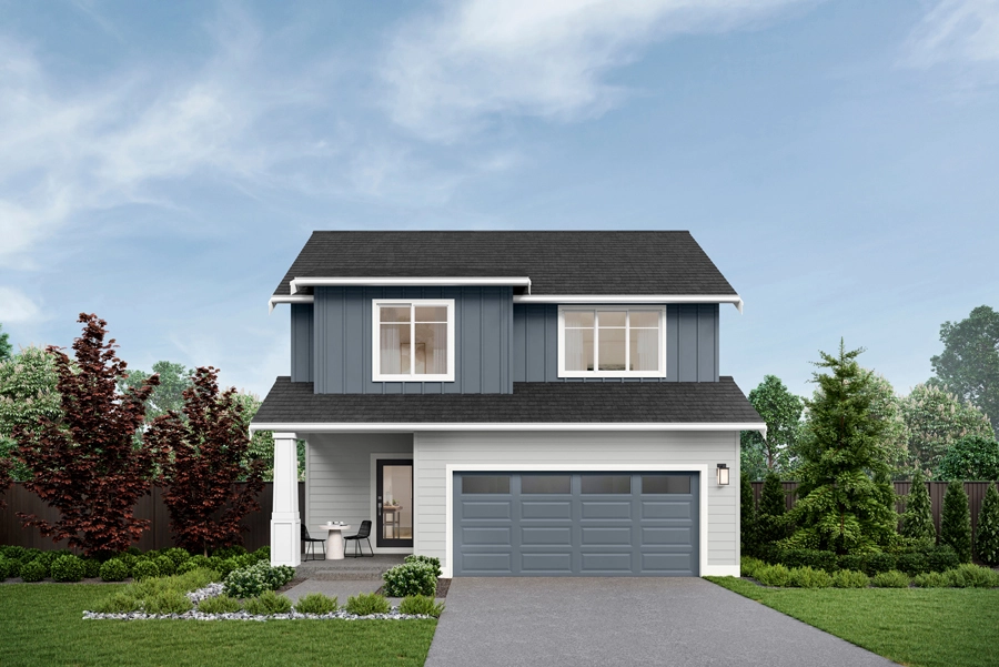 Nisqually Home Design | GF Facade | Sky Sunrise Exterior Color Scheme