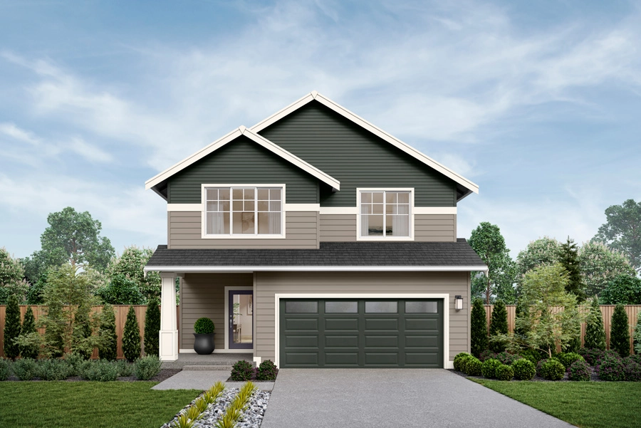Nisqually Home Design | GH Facade | Meadow Sunrise Exterior Color Scheme