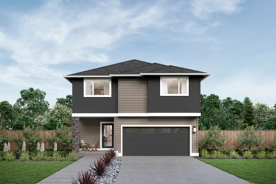 Skagit Home Design | H Facade | Riverbed Sunrise Exterior Color Scheme